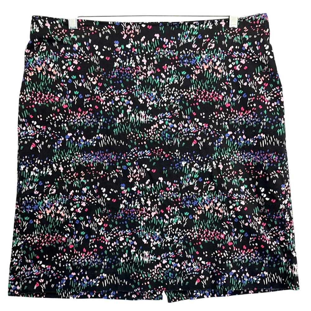 Talbots Black Multicolor Floral Tulip Pattern Pencil Skirt Women 16W